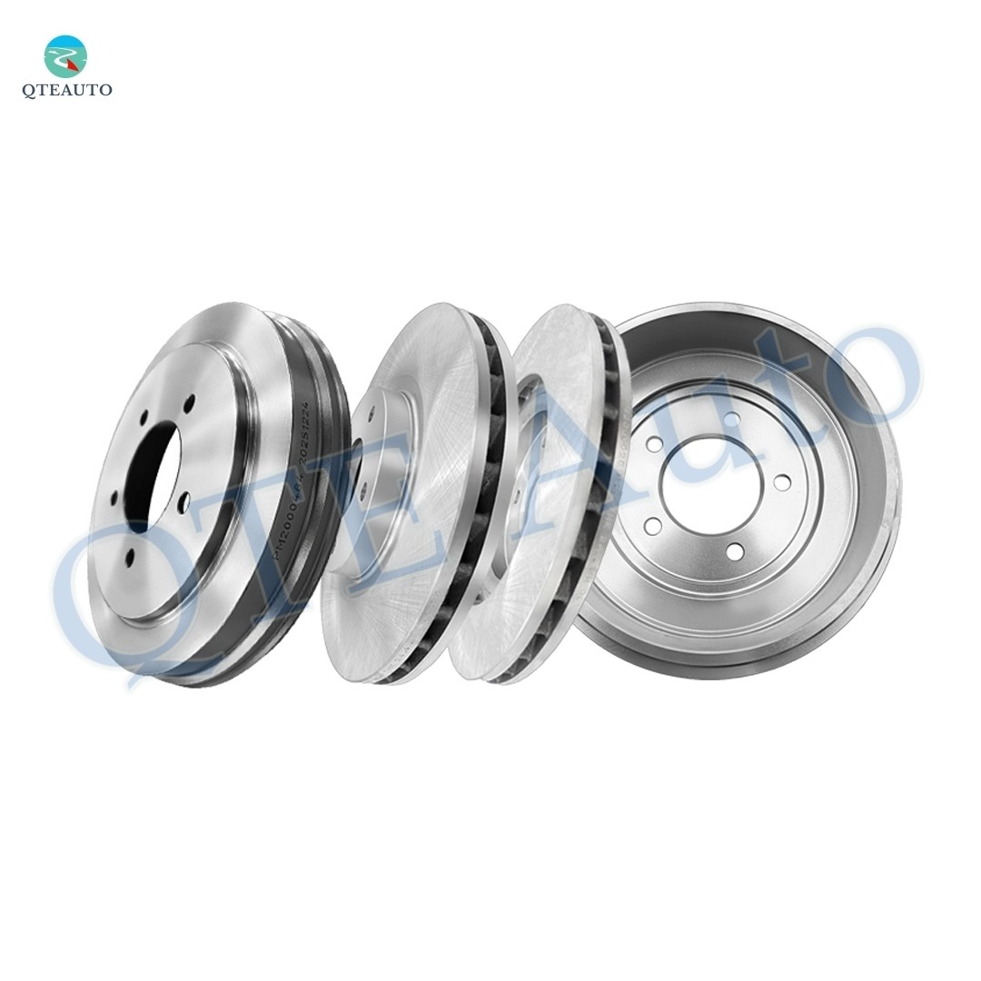 4 Front 294mm Brake Disc Rotors-Rear 268mm Brake Drum To 2008 2009 Dodge Avenger