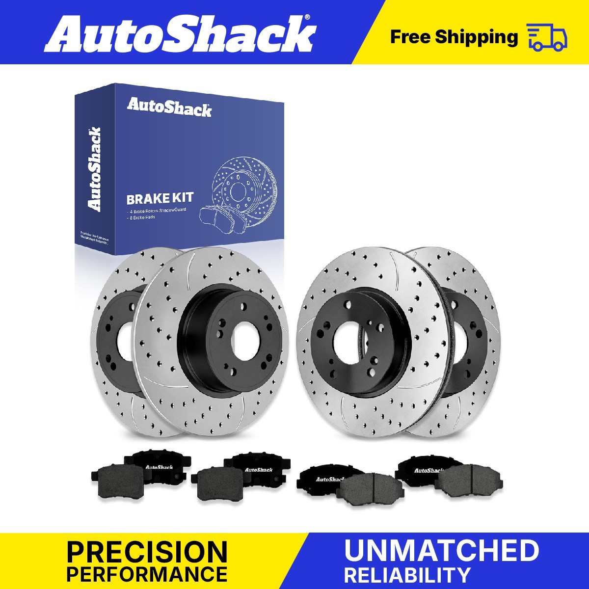 Front Rear Drilled Slotted Brake Rotors Premium Pads for Honda, Accord 2008-2017