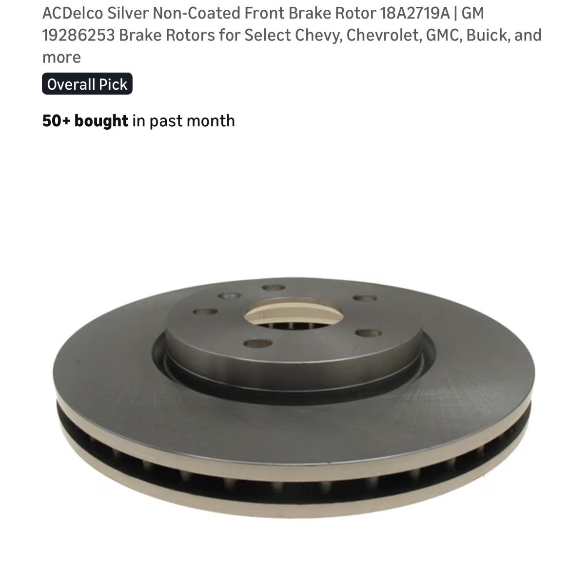 ACDelco Front Brake Rotor 19286253 Non Coated Silver High Quality