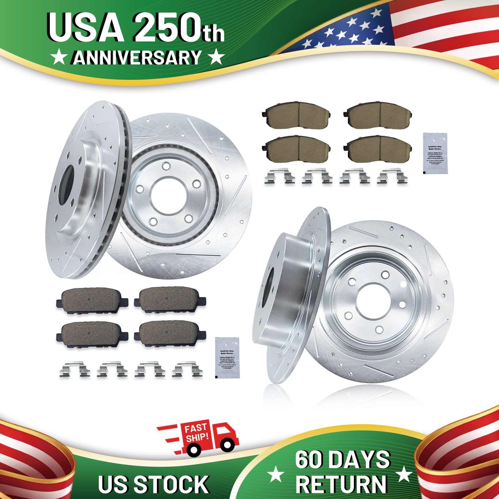 Front Rear Disc Brake Rotors Ceramic Brake Pads for 2007-2013 Nissan Altima