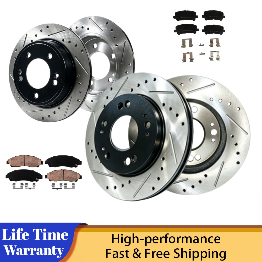 Front + Rear Drilled Rotors Brake Ceramic Pads Kit Fit 2007 2008 2009 Acura MDX