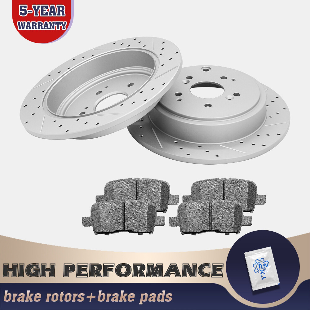 Rear Drilled Rotors + Ceramic Brake Pads for 2003 – 2008 Honda Pilot Acura MDX