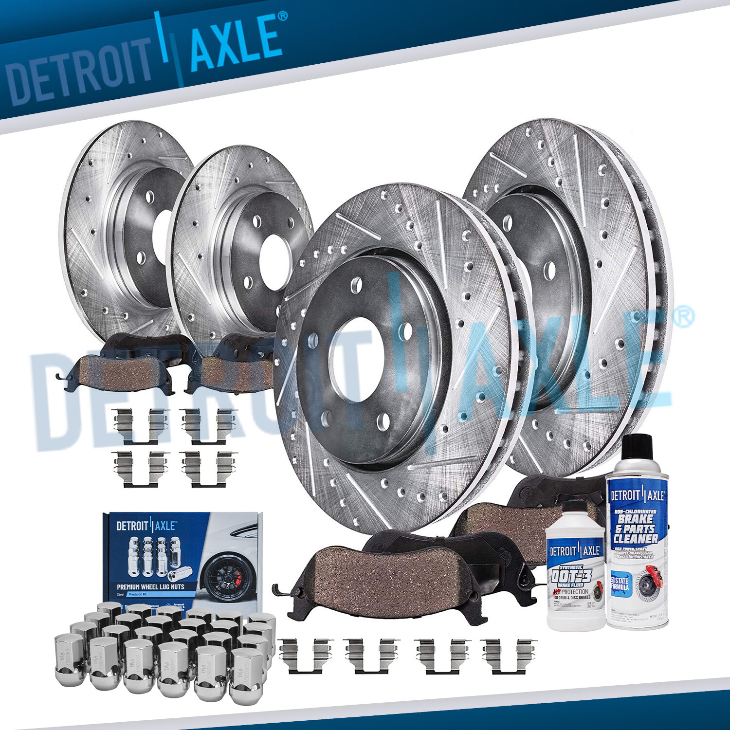 Front Rear Drilled Rotors Pads w/24pc Lugnuts for 2011-18 Durango Grand Cherokee
