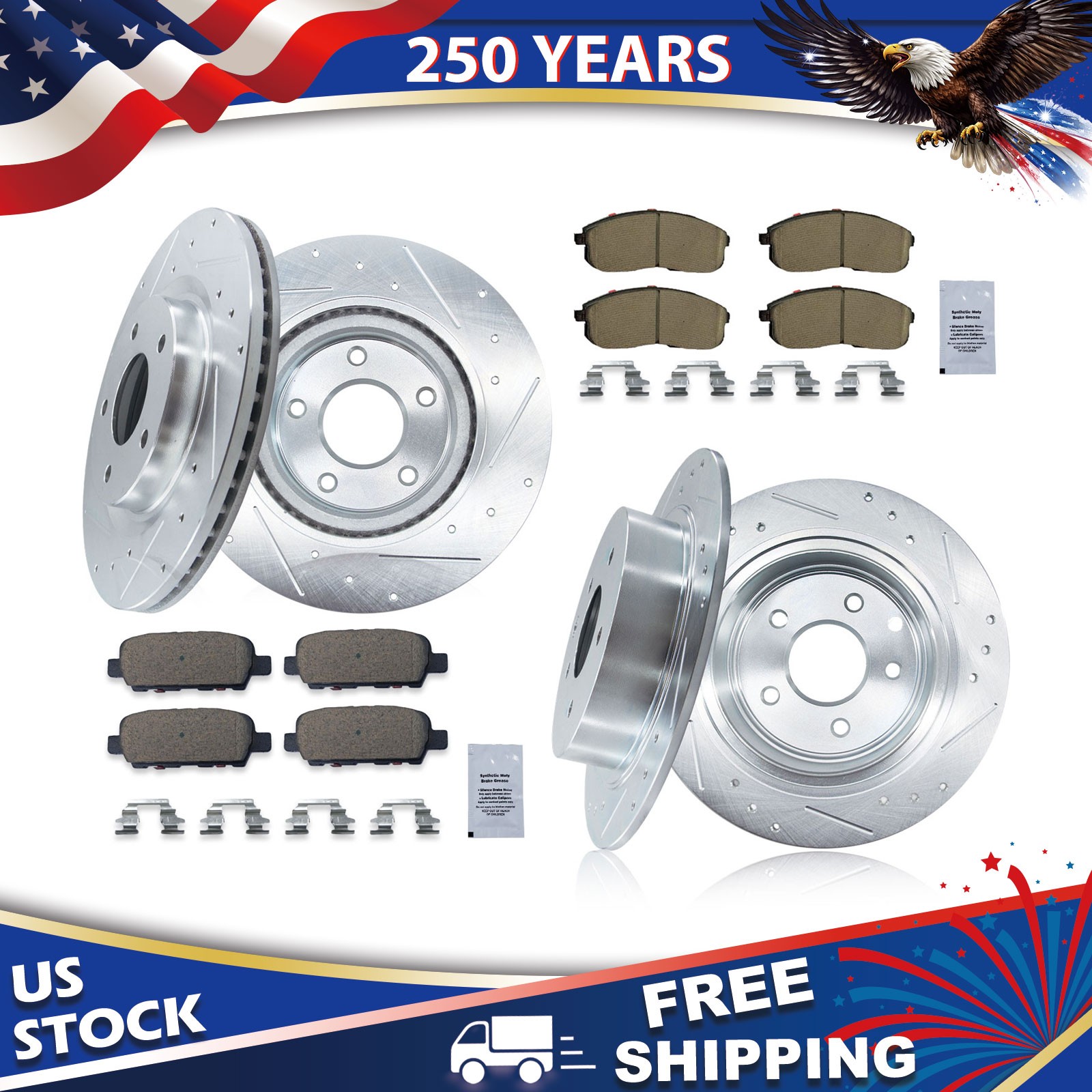 Front Rear Disc Brake Rotors Ceramic Brake Pads for 2007-2013 Nissan Altima