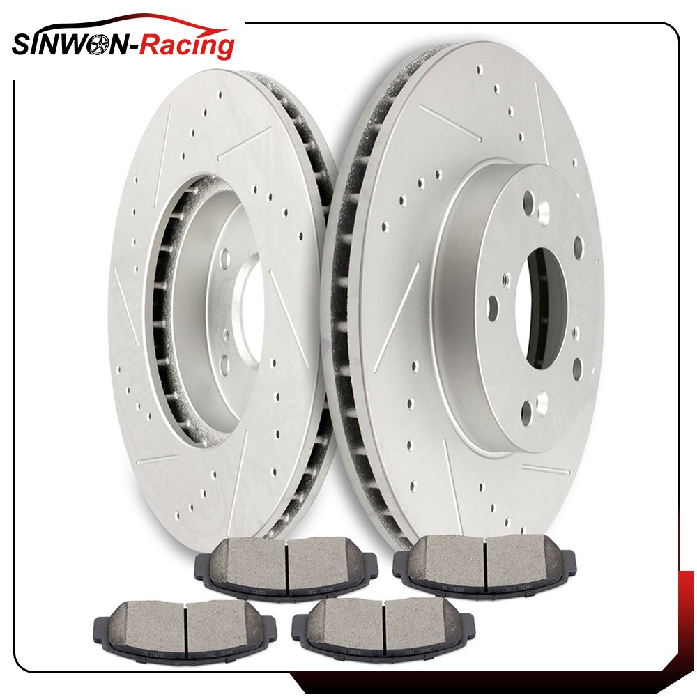 Front brake pads and rotors Drilled Slotted For 2003 04 05 06 2007 Honda Accord