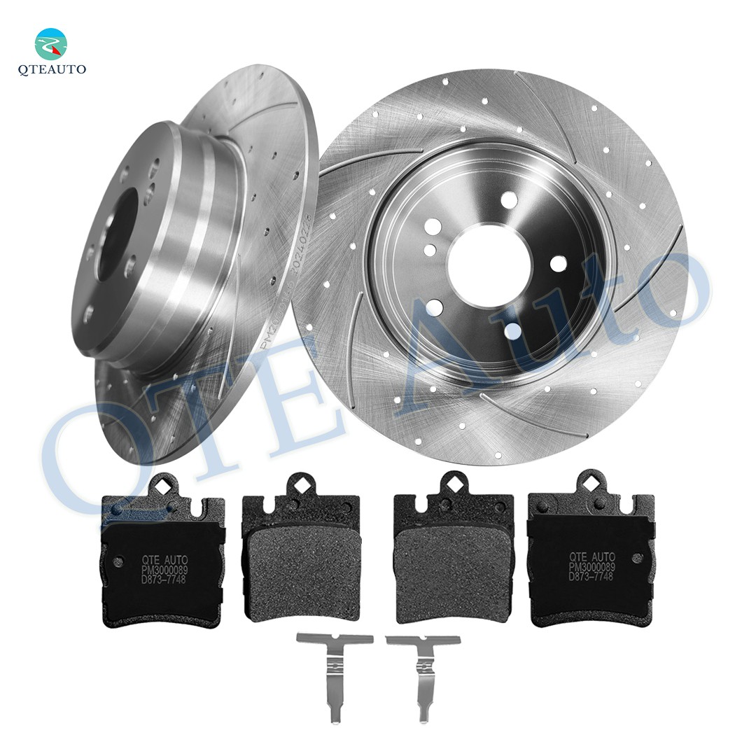 R 290 Drilled Brake Rotors-D873 7748 Brake Pad To 2009-2011 Mercedes-Benz SLK300