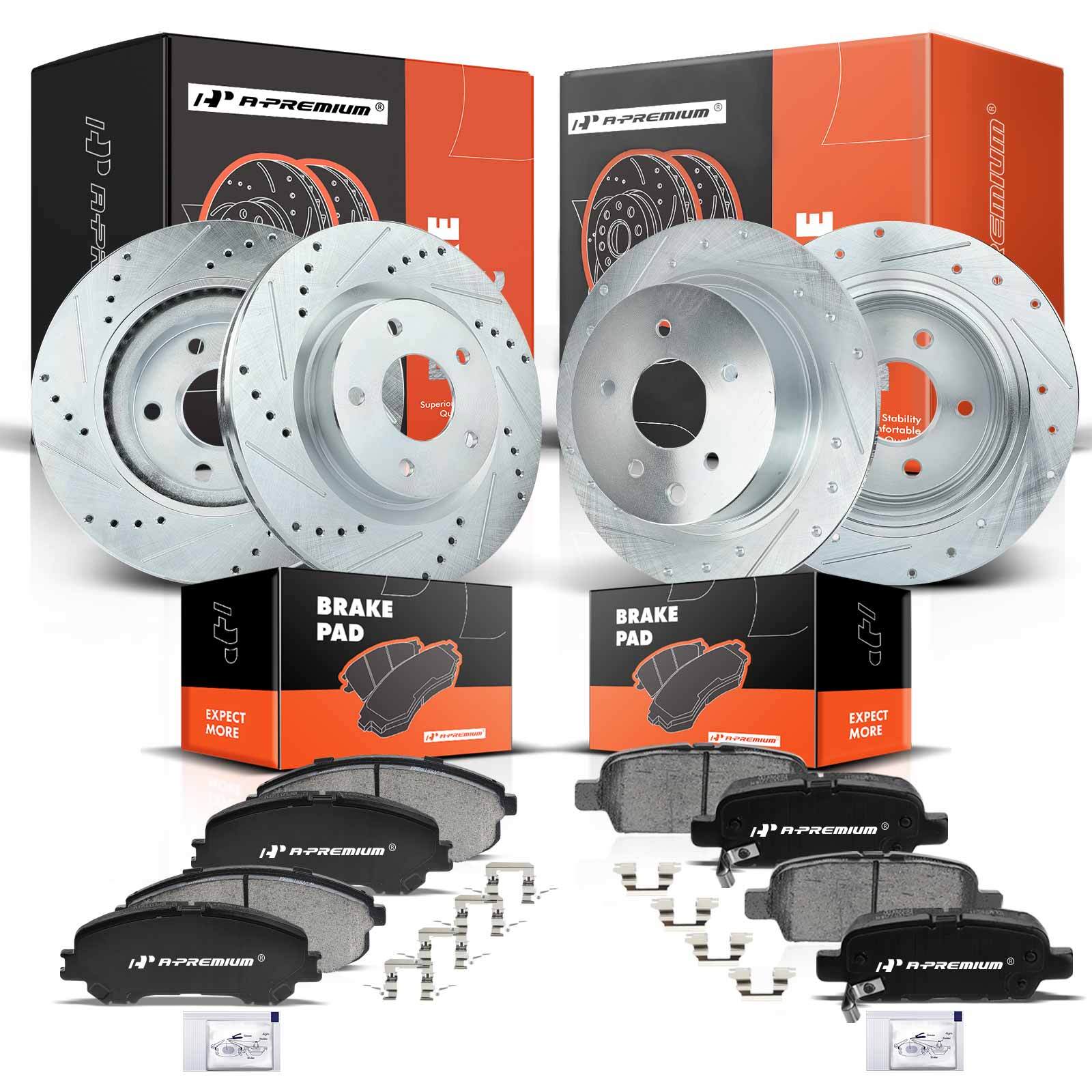 A-Premium Front & Rear Drilled Brake Rotors & Break Pads for Nissan Altima 07-13