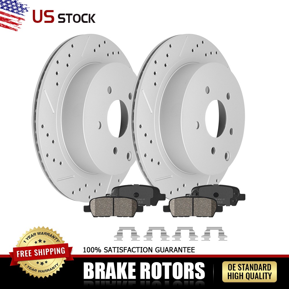 Rear Drilled Rotors & Brake Pads Set for Nissan Pathfinder Murano Quest QX70 M37