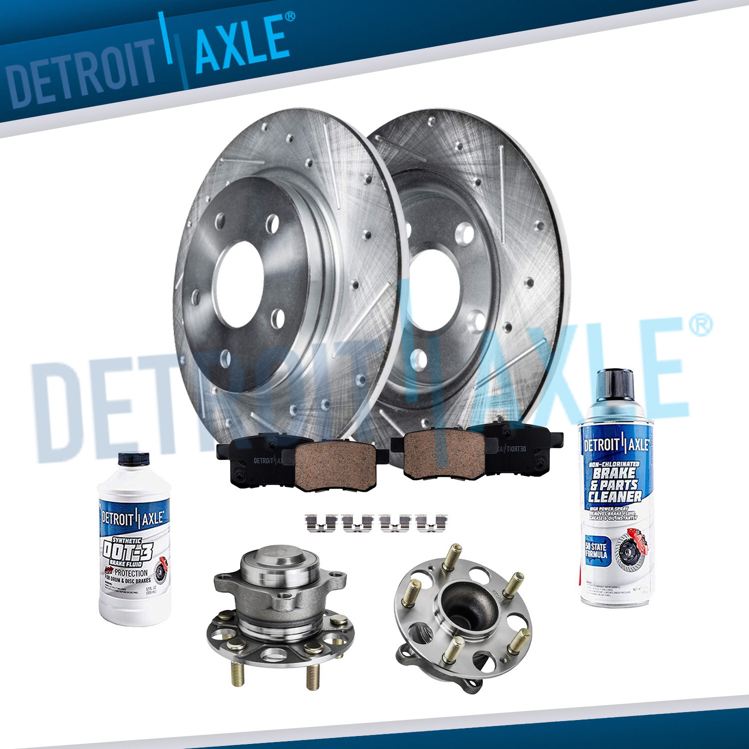 Rear Drilled Rotors Brake Pads Wheel Bearing Hubs for 2014 – 2017 Honda Accord