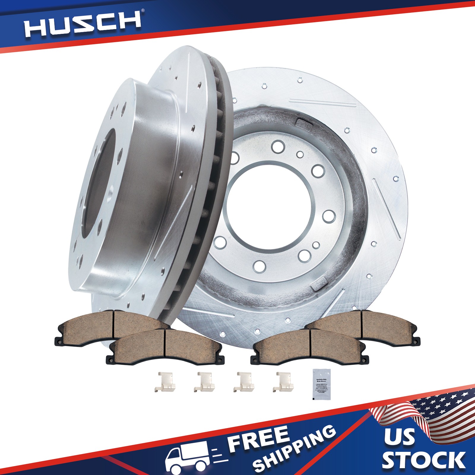 Front Rear Brake Pads and Rotors Kit Ceramic Replacement GMC Sierra 2500 3500