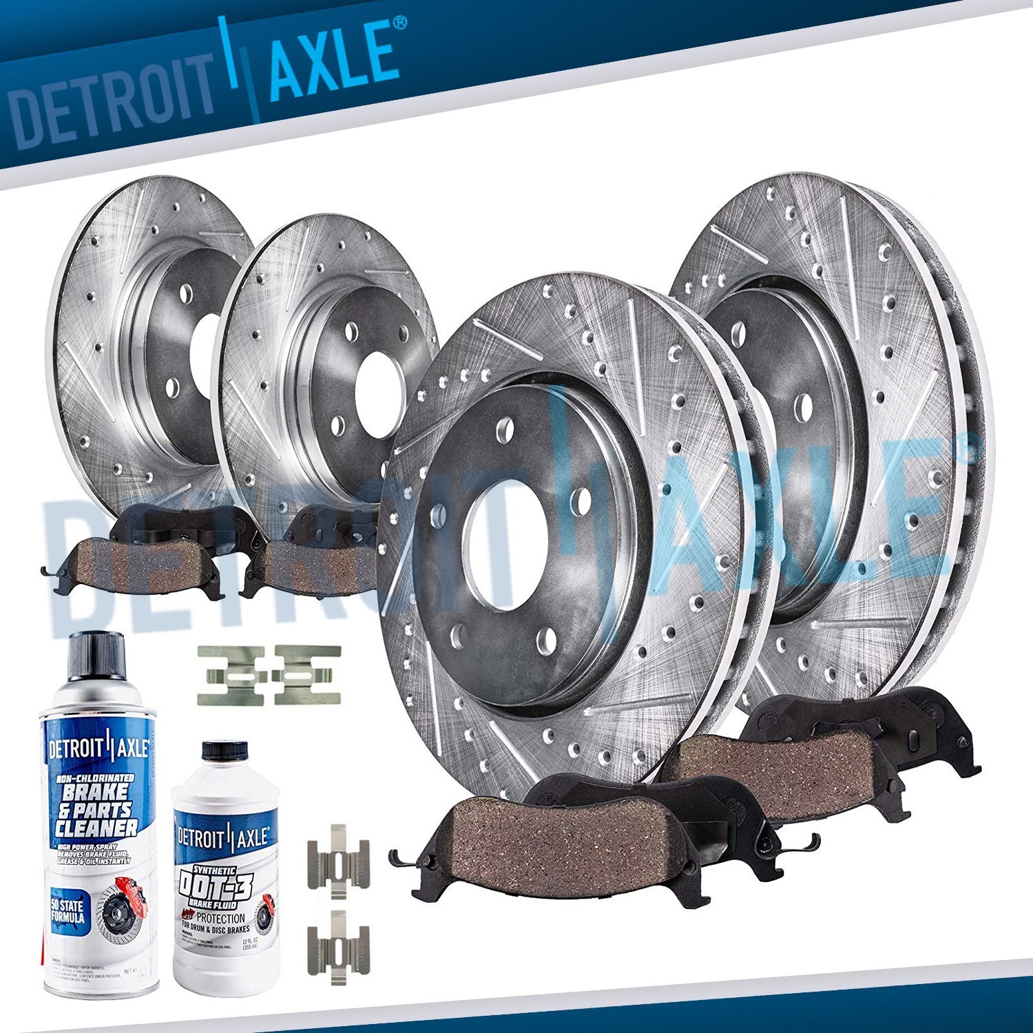 Front Rear Drilled Rotors Brake Pads for Ford Taurus Mercury Sable Continental