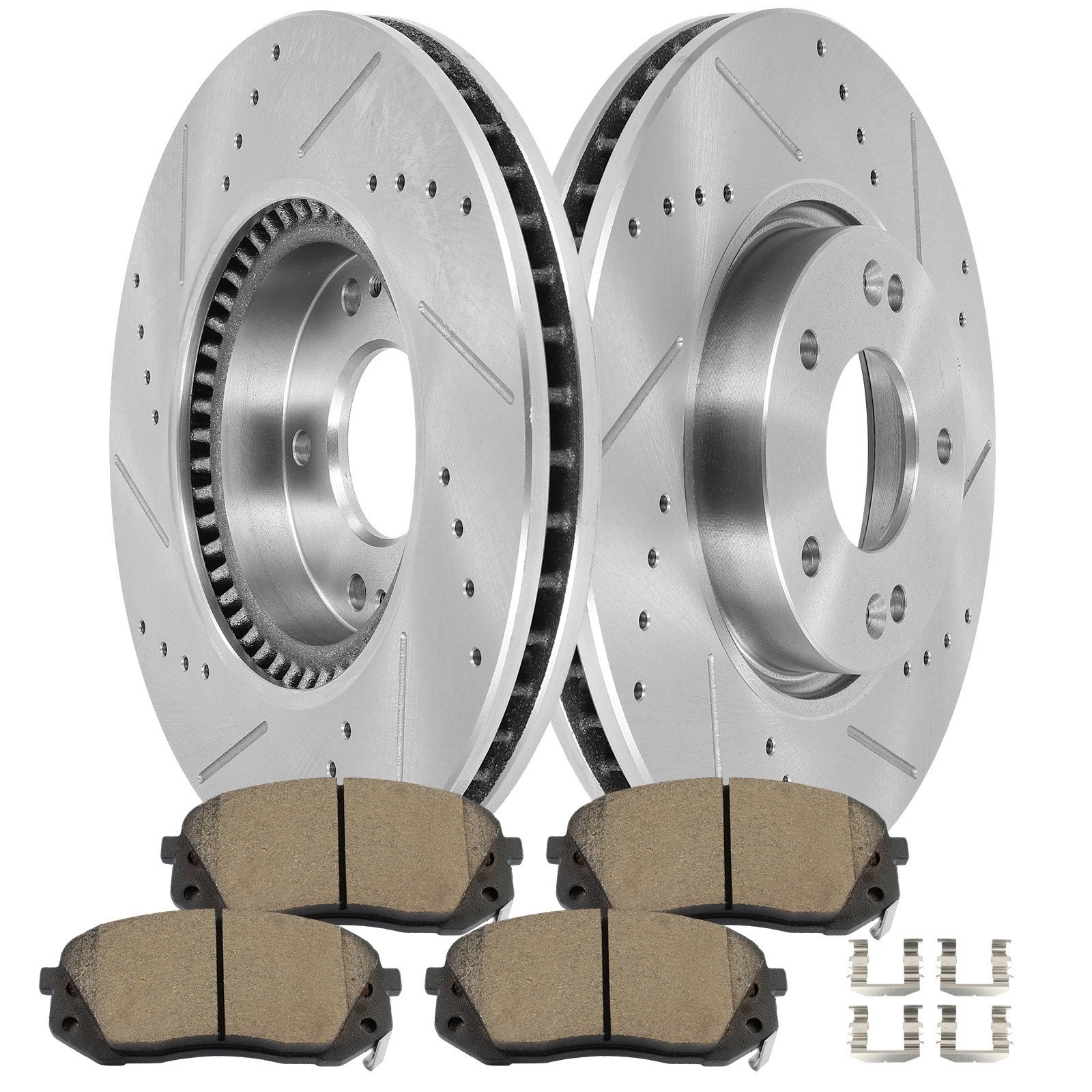 Front Brake Drilled & Slotted Rotors & Ceramic Pads For Kia Sportage 2012 – 2016
