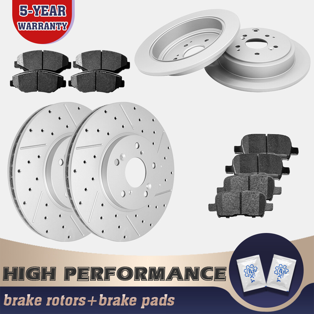 Front Rear Brake Rotors & Ceramic Brake Pads for 2003 2004 2005-2008 Honda Pilot