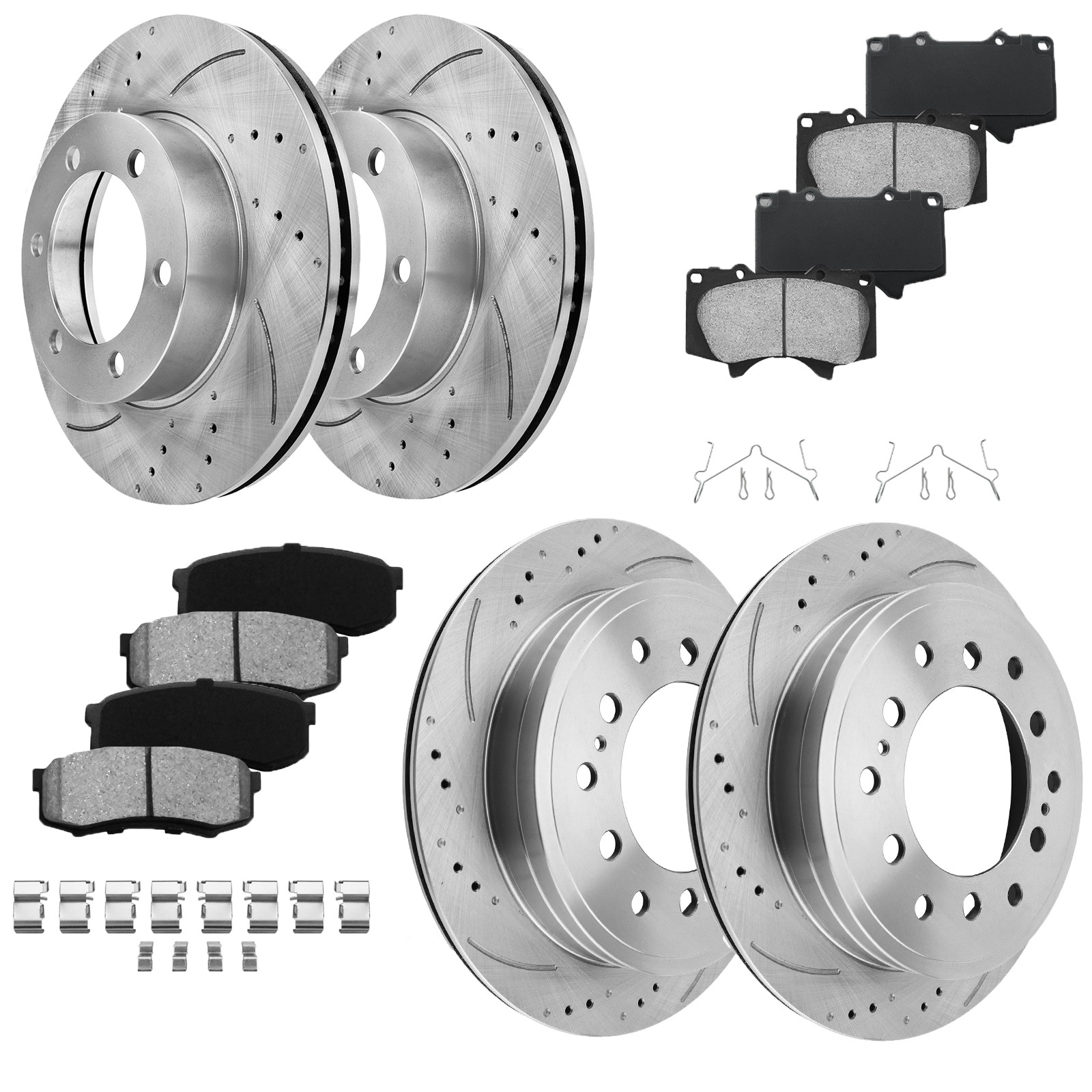 Front & Rear Brake Rotors +ceramic Brake Pads for 2001 2002-2007 Toyota Sequoia