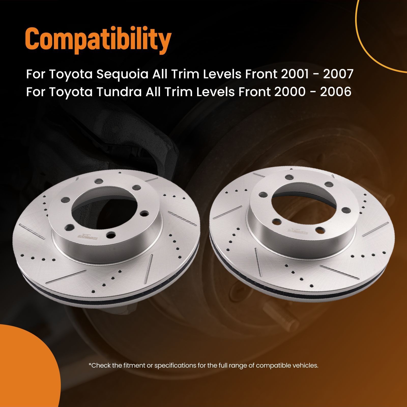 Front Brake Rotors Kit for Toyota Sequoia 2001-2007 Tundra 2000-2006 S31267