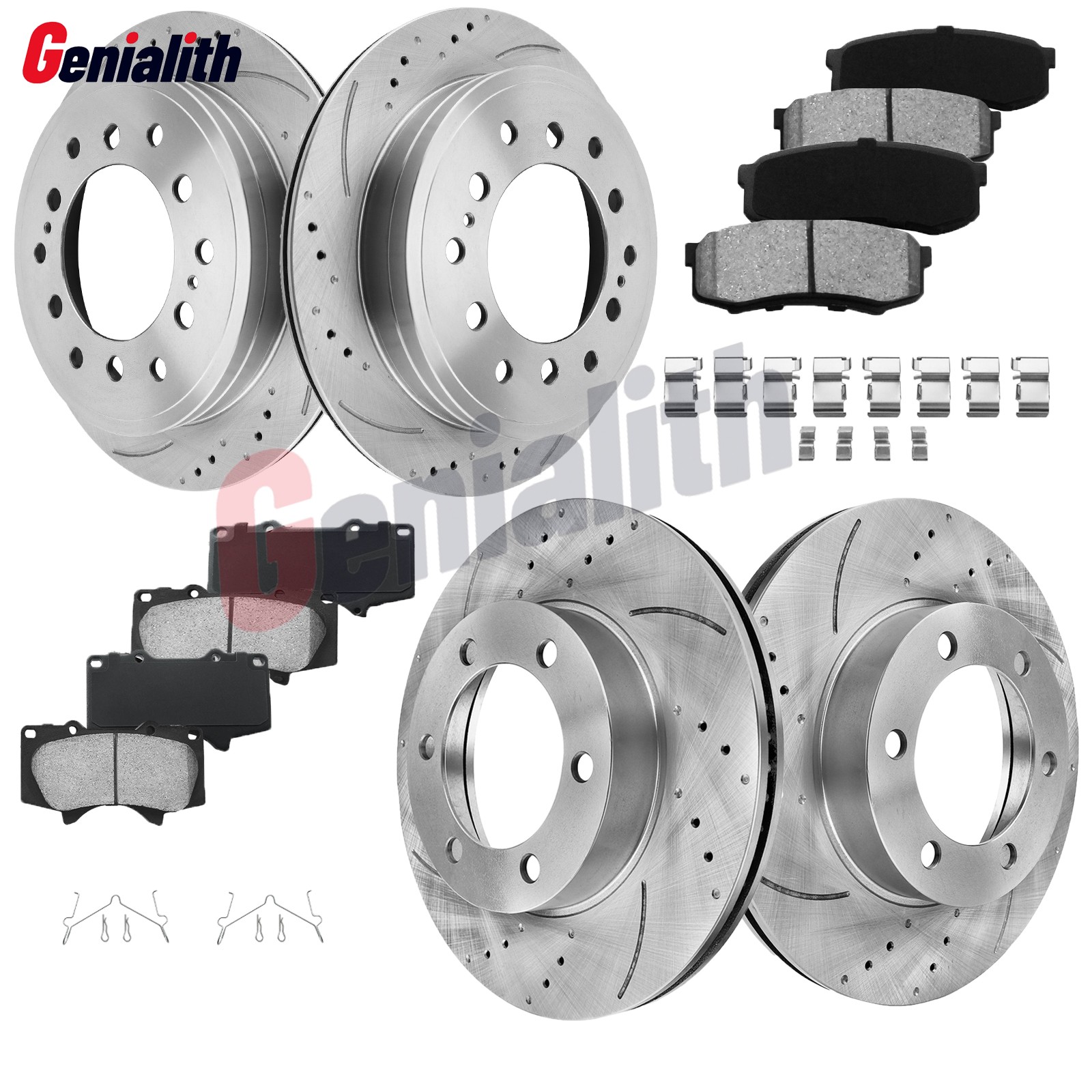 FOR 2001-2007 Toyota Sequoia 4.7L Front Rear Disc Rotors + Ceramic Brake Pads