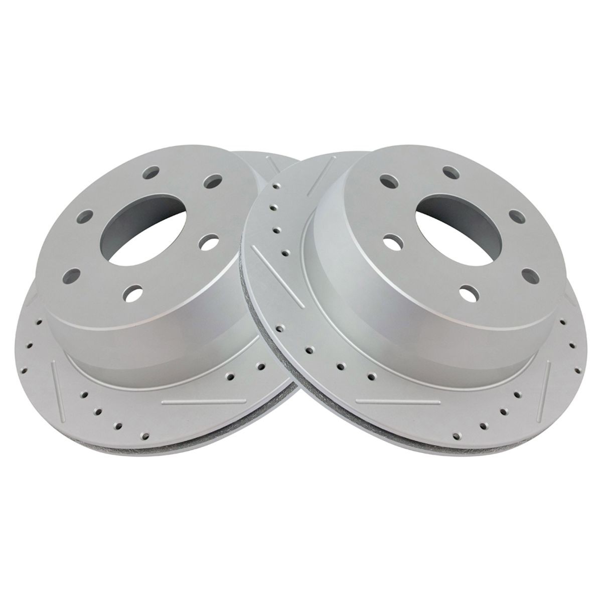 Rear Ceramic Pads Performance Drilled Slotted Zinc Coated Rotors & Calipers Kit