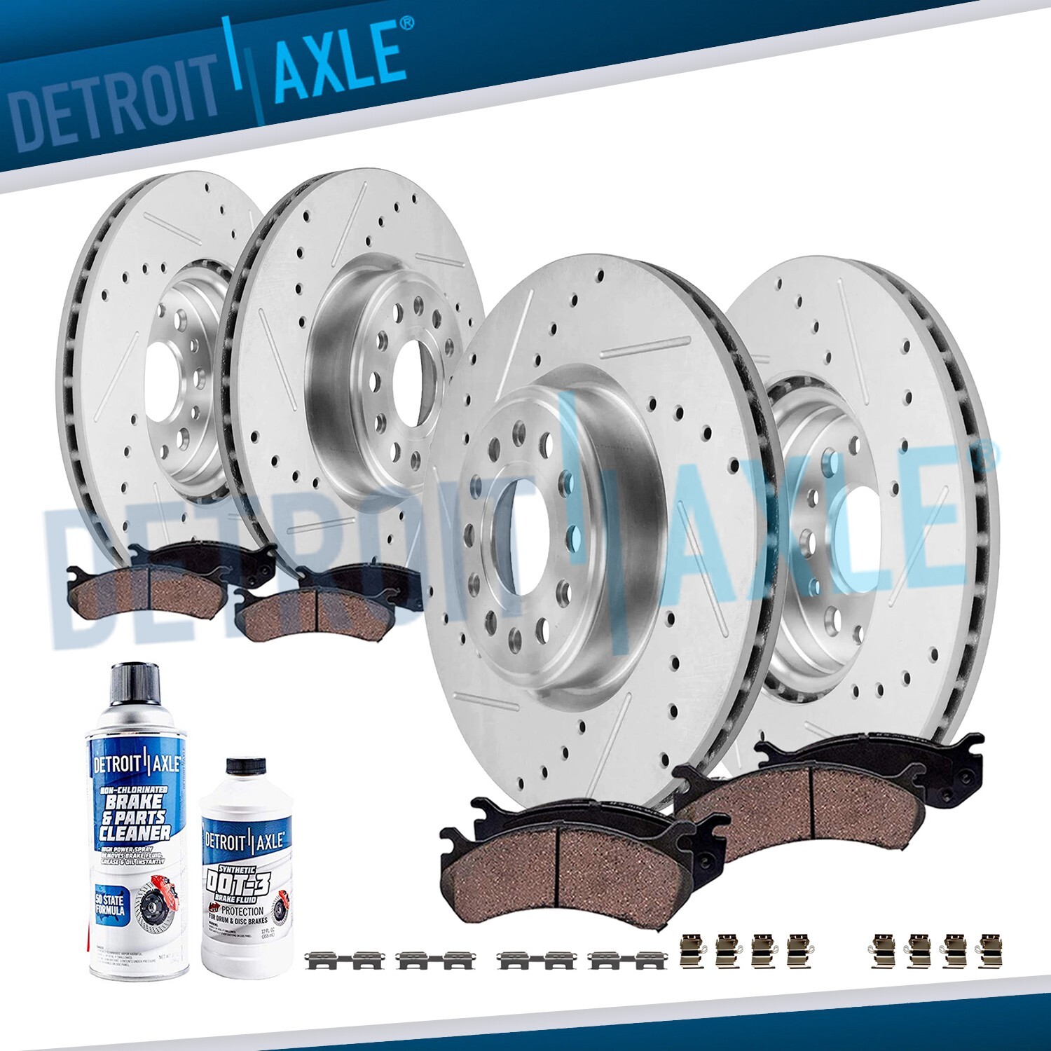 Front Rear Drilled Rotors and Ceramic Brake Pads Kit for 2019 – 2023 Ram 1500