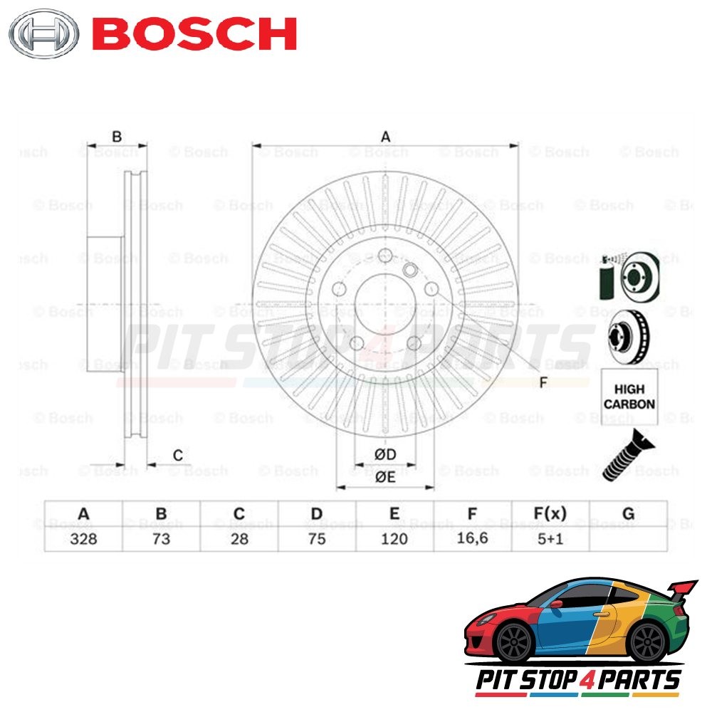 Bosch 0986479771 Brake Disc Single 73 mm 3416879122 341678749 9B5711 9B571X