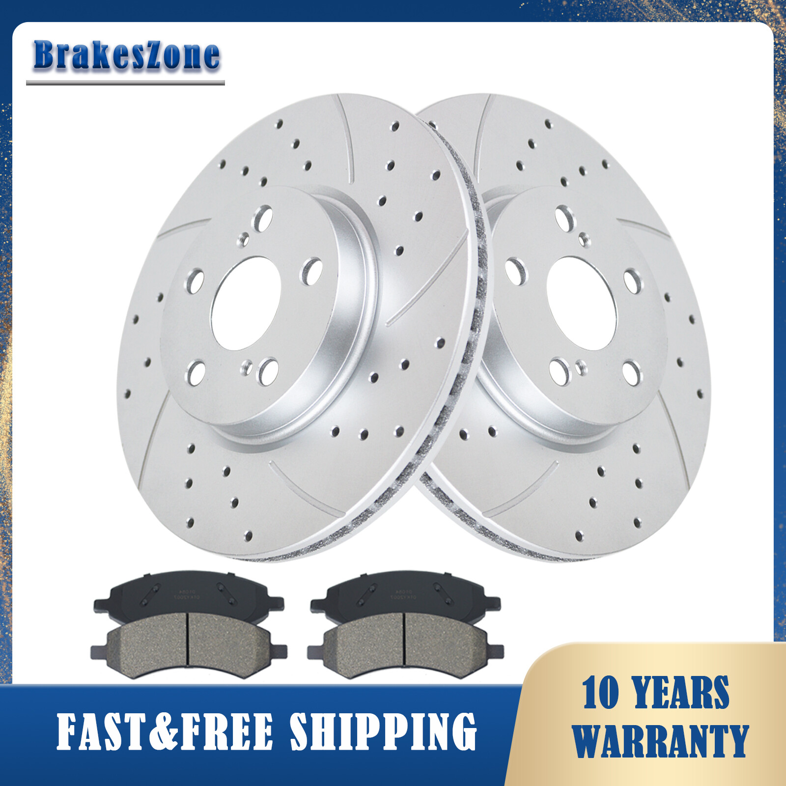 275mm Front Brake Rotors Pads Fit for Toyota Corolla 2009-2019 Slotted Brakes