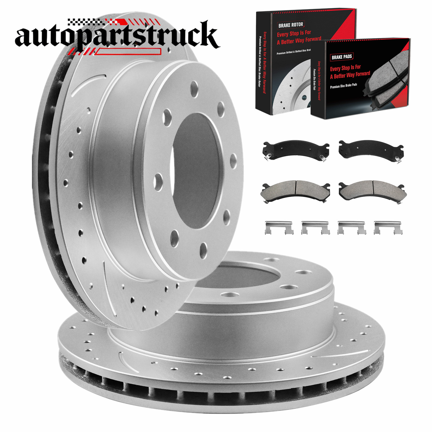 Front Drilled Rotors Brake Pad for Chevy GMC Sierra Silverado 2500 3500 HD H2