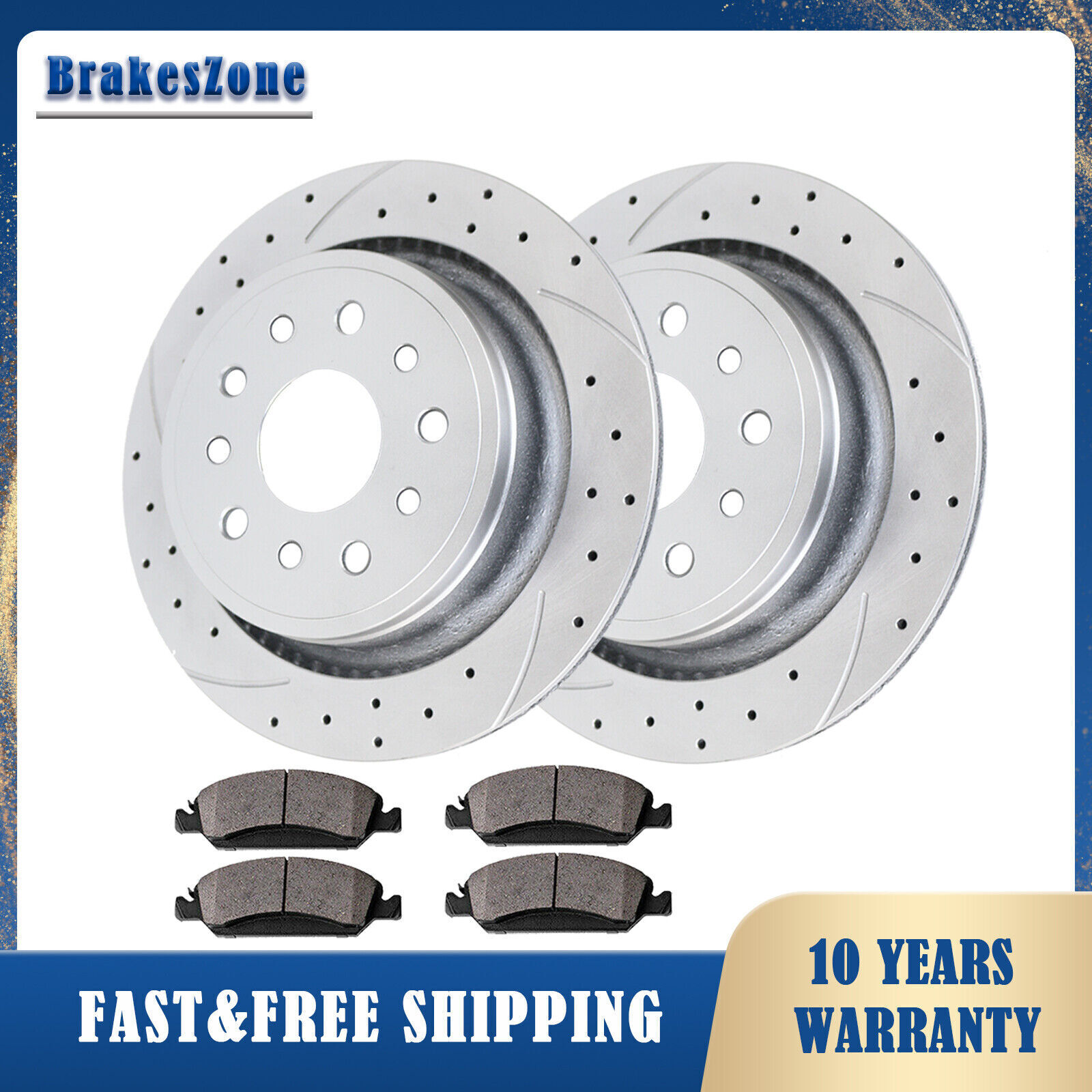 278mm ​Front Brake Rotors Pads fit for Ford Focus Volvo S40 C30 Slotted Brakes