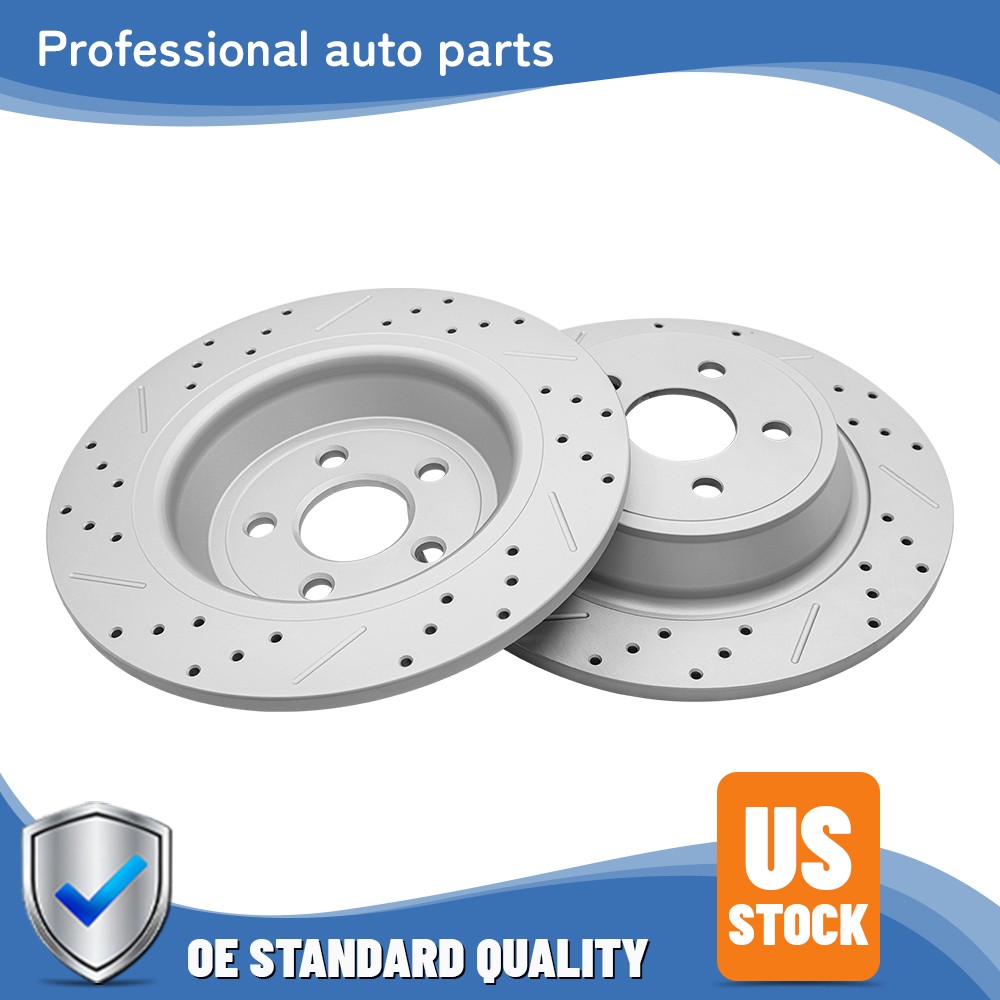 12.44 inch Rear Drilled Disc Brake Rotors Pair For Edge Fusion MKX MKZ Nautilus