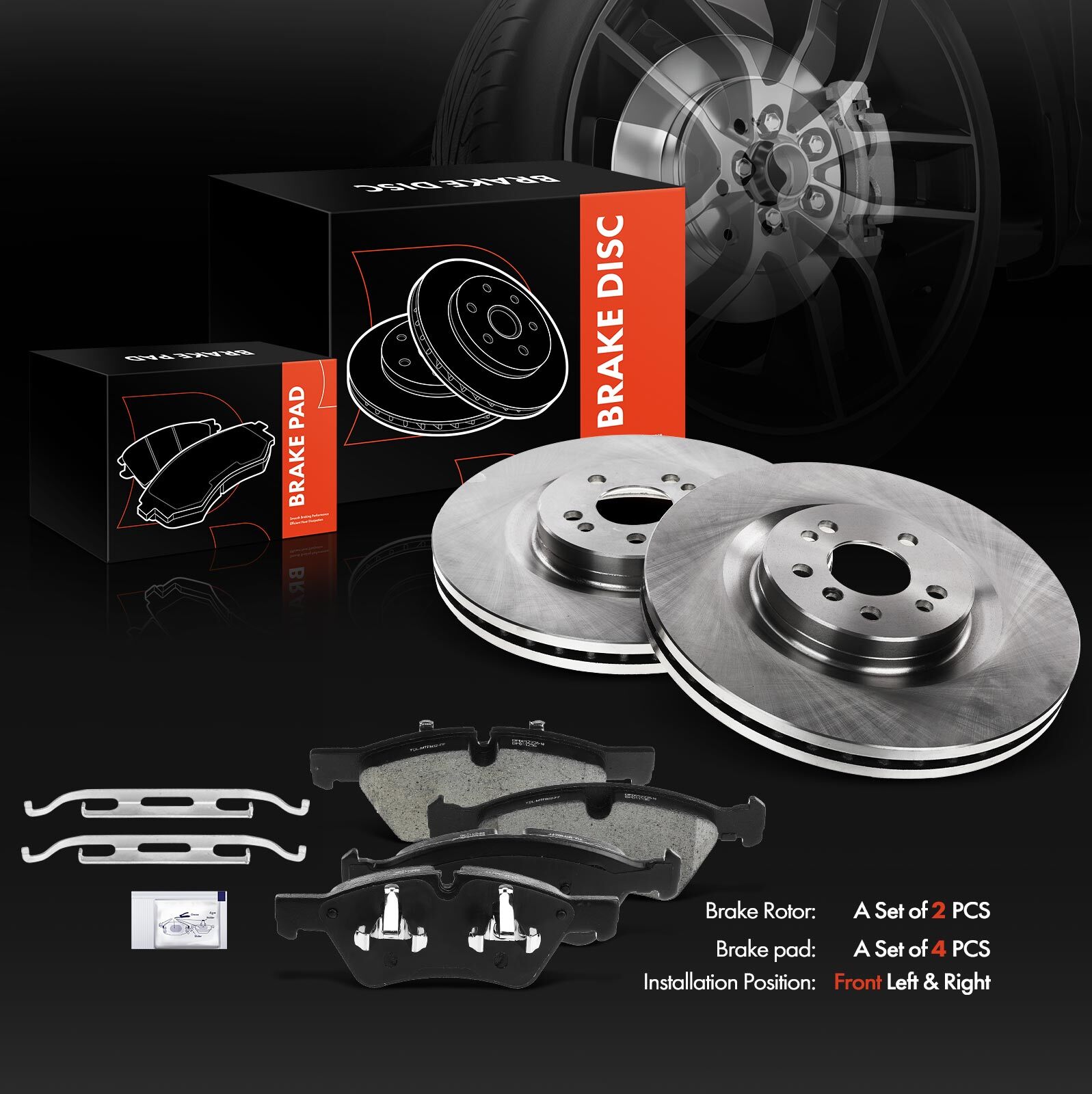Disc Rotor & Ceramic Brake Pad for Mercedes-Benz X164 W164 W251 2007-2013 Front