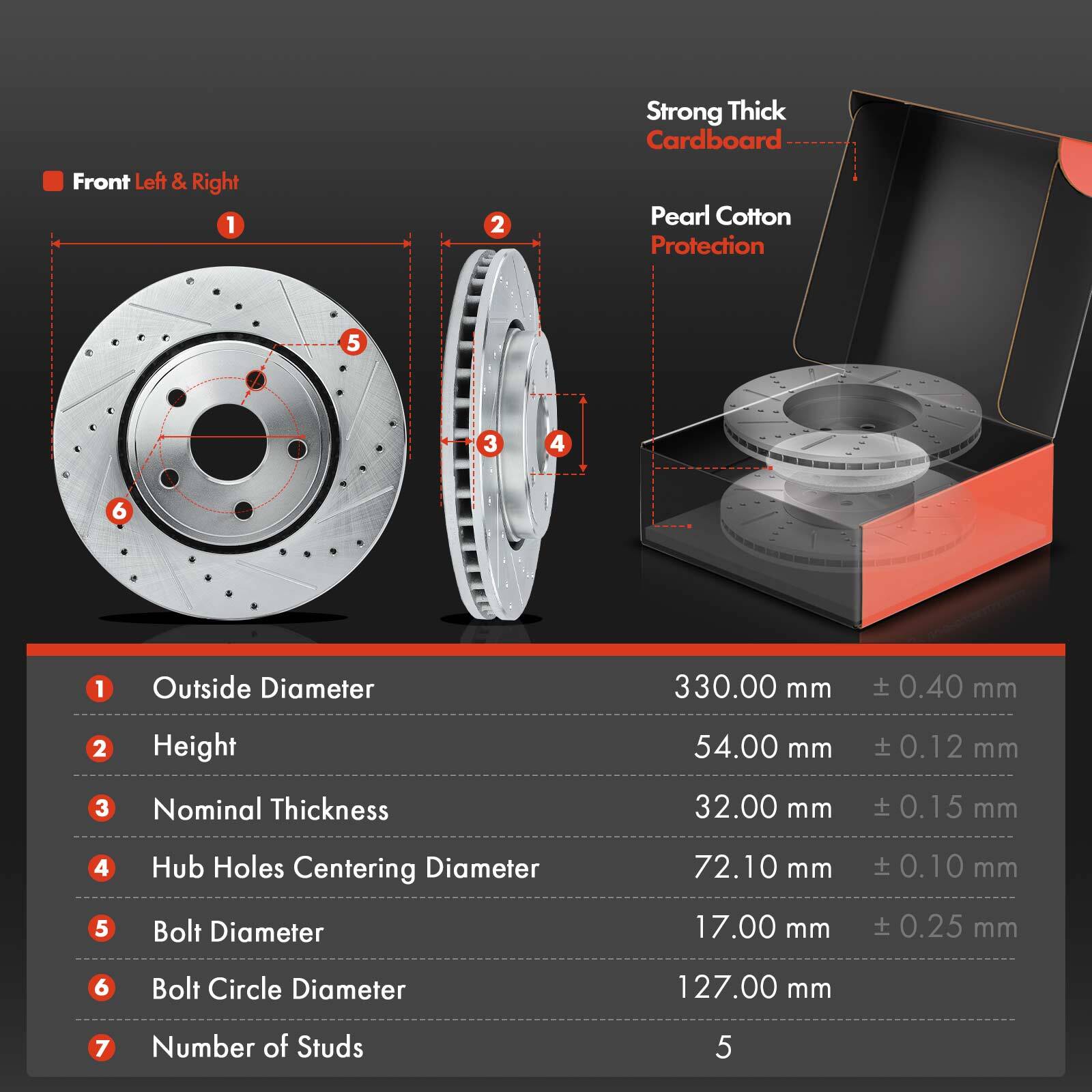 Front Drilled Rotors & Ceramic Brake Pads for Dodge Durango Jeep Grand Cherokee