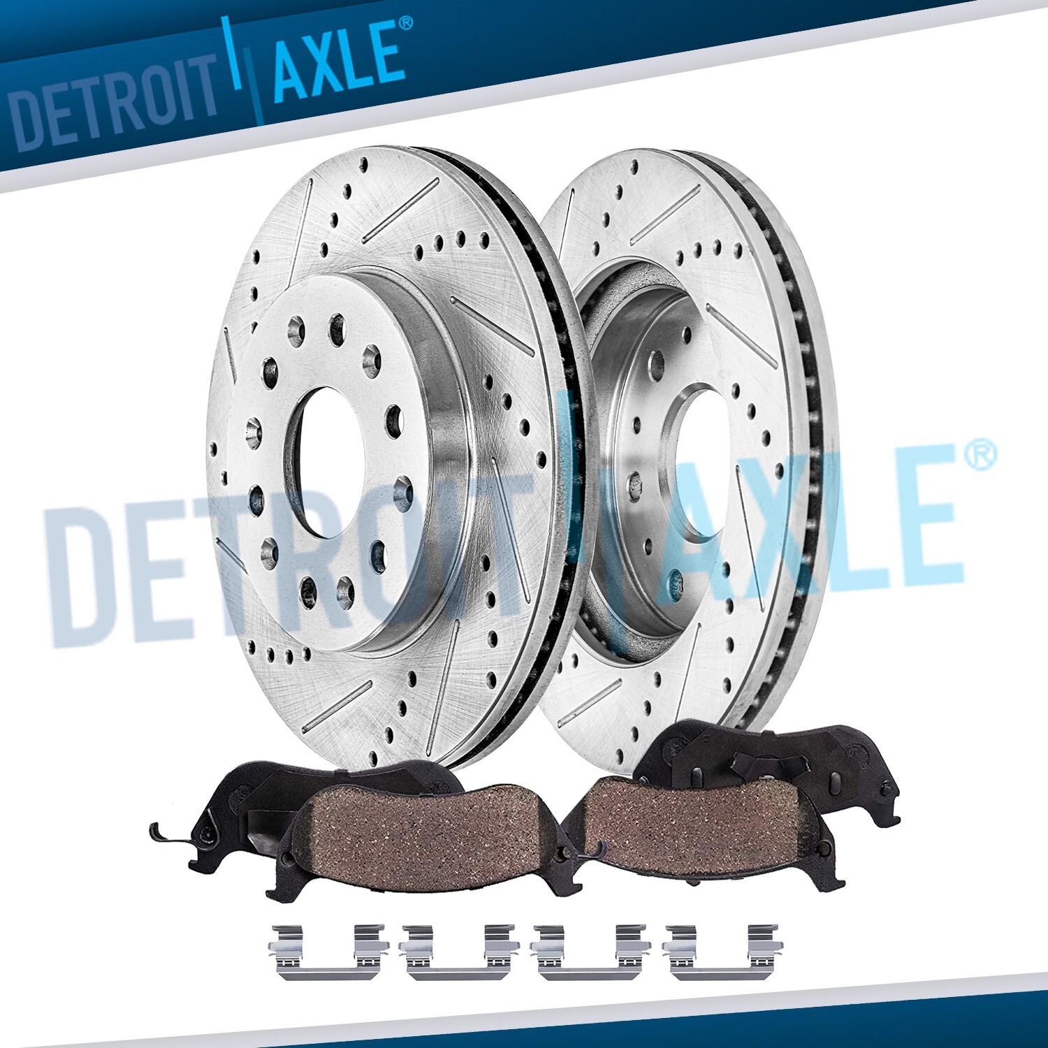 Front Drilled Brake Rotors and Brake Pads Kit for Traverse Acadia Enclave Blazer