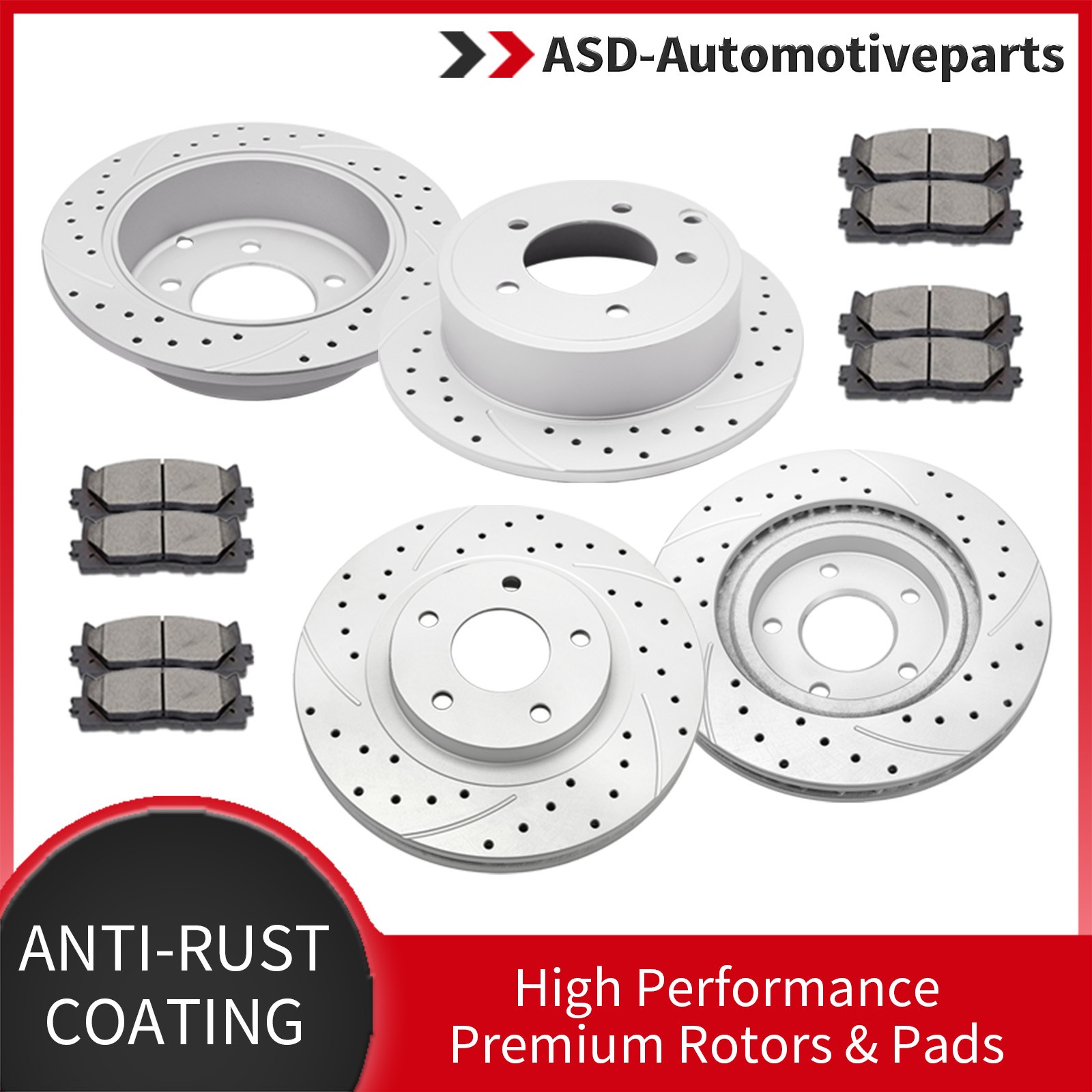For Patriot Dodge Avenger Caliber Jeep Compass Front Rear Rotor Brake Pads Discs