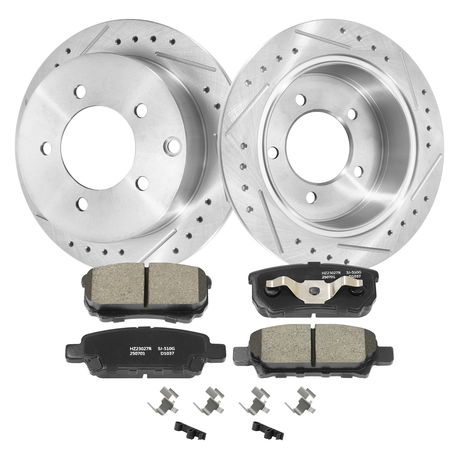Rear Drilled Rotors Ceramic Brake Pads for Chrysler 200 Dodge Caliber Mitsubishi