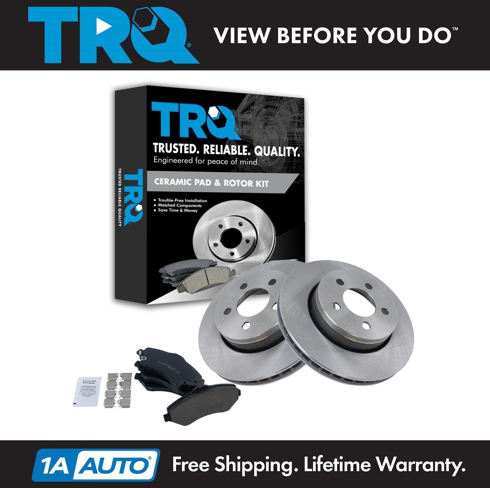 TRQ Premium Posi Ceramic Brake Pad & Rotor Kit Front for Dodge jeep SUV