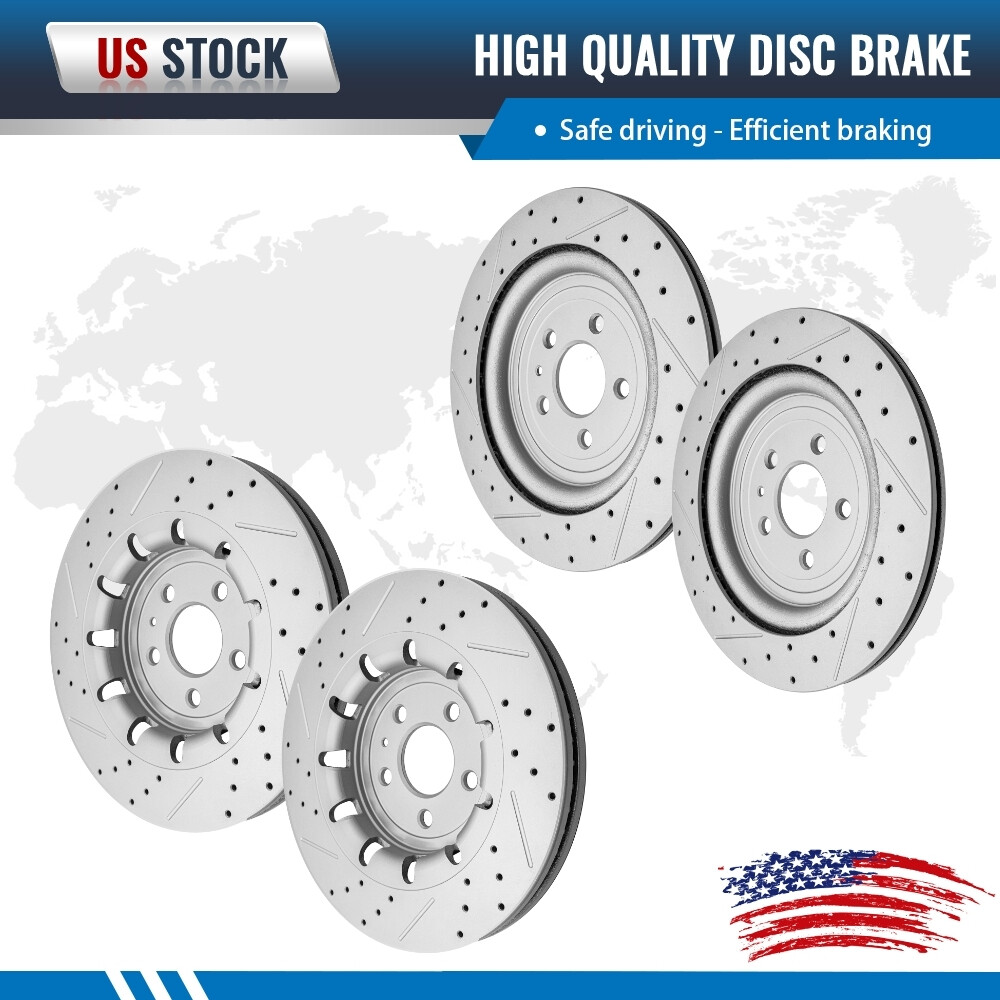 Front and Rear Drilled Brake Rotors Set of 4 for Ford Explorer Flex Taurus 3.5L