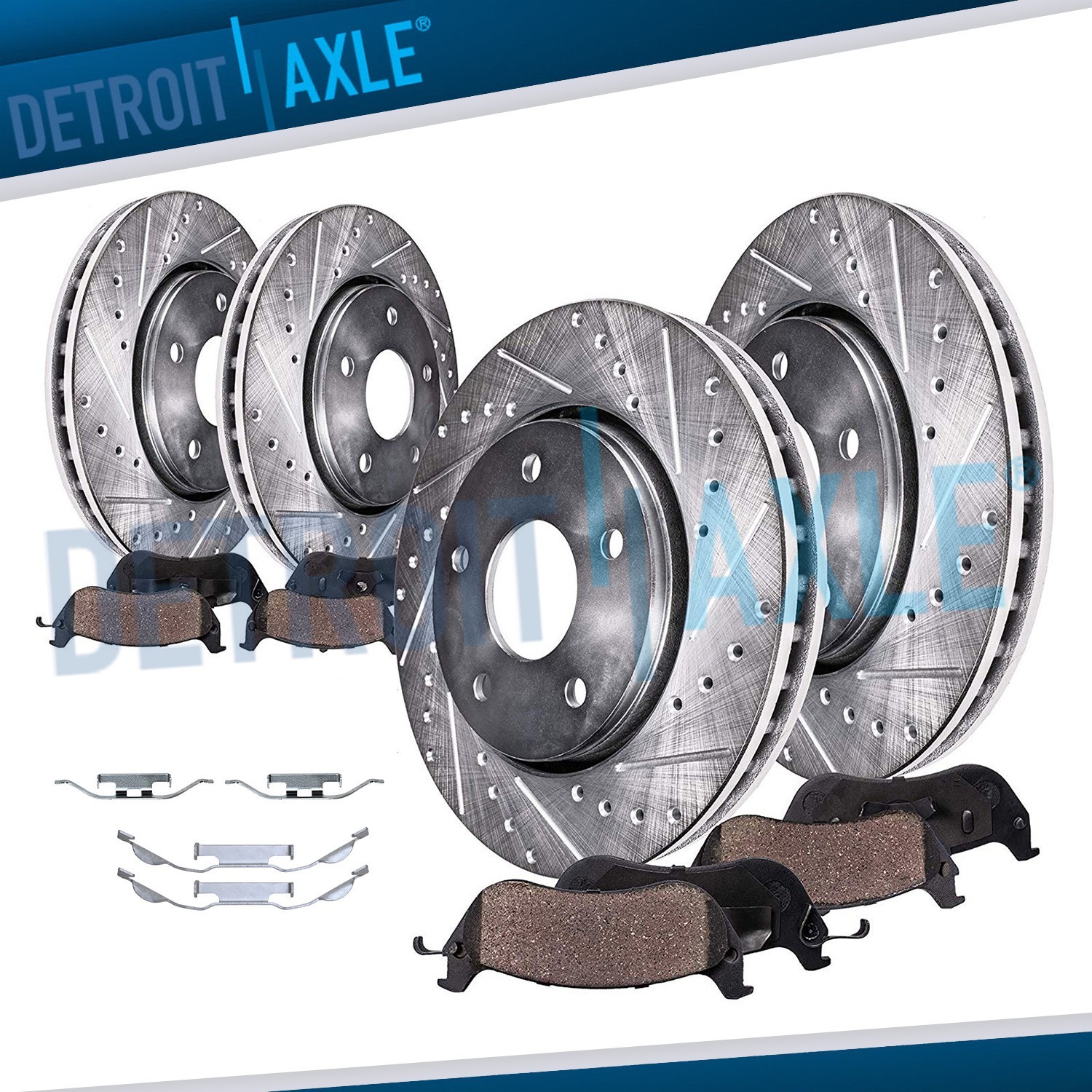 Front Rear Drilled Slotted Disc Brake Rotors Ceramic Brake Pad for BMW 323i 320i