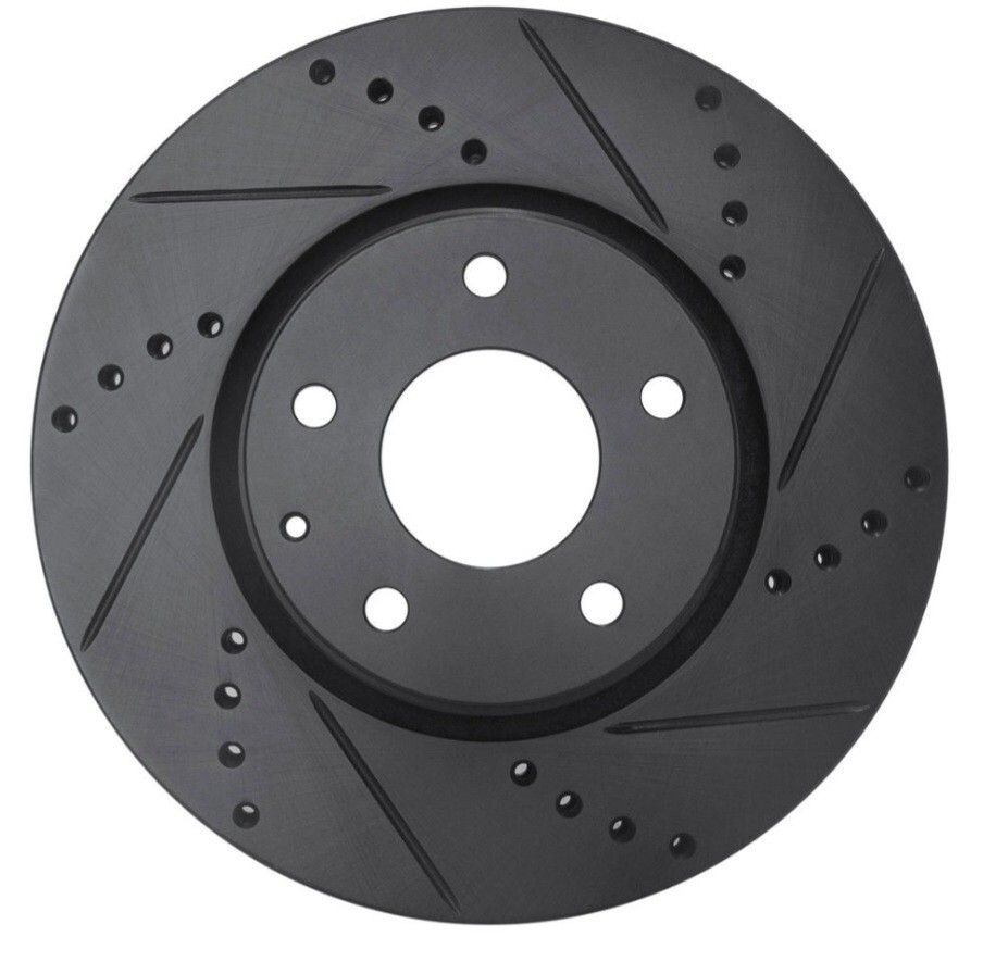 Dynamic Friction 633-80076R – Drilled and Slotted Black Zinc Brake Rotor