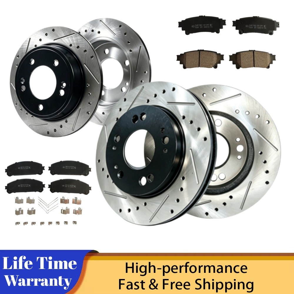 Front Rear Drilled Brake Rotors Pads For Toyota Sienna 2011-2017 2018 2019 2020