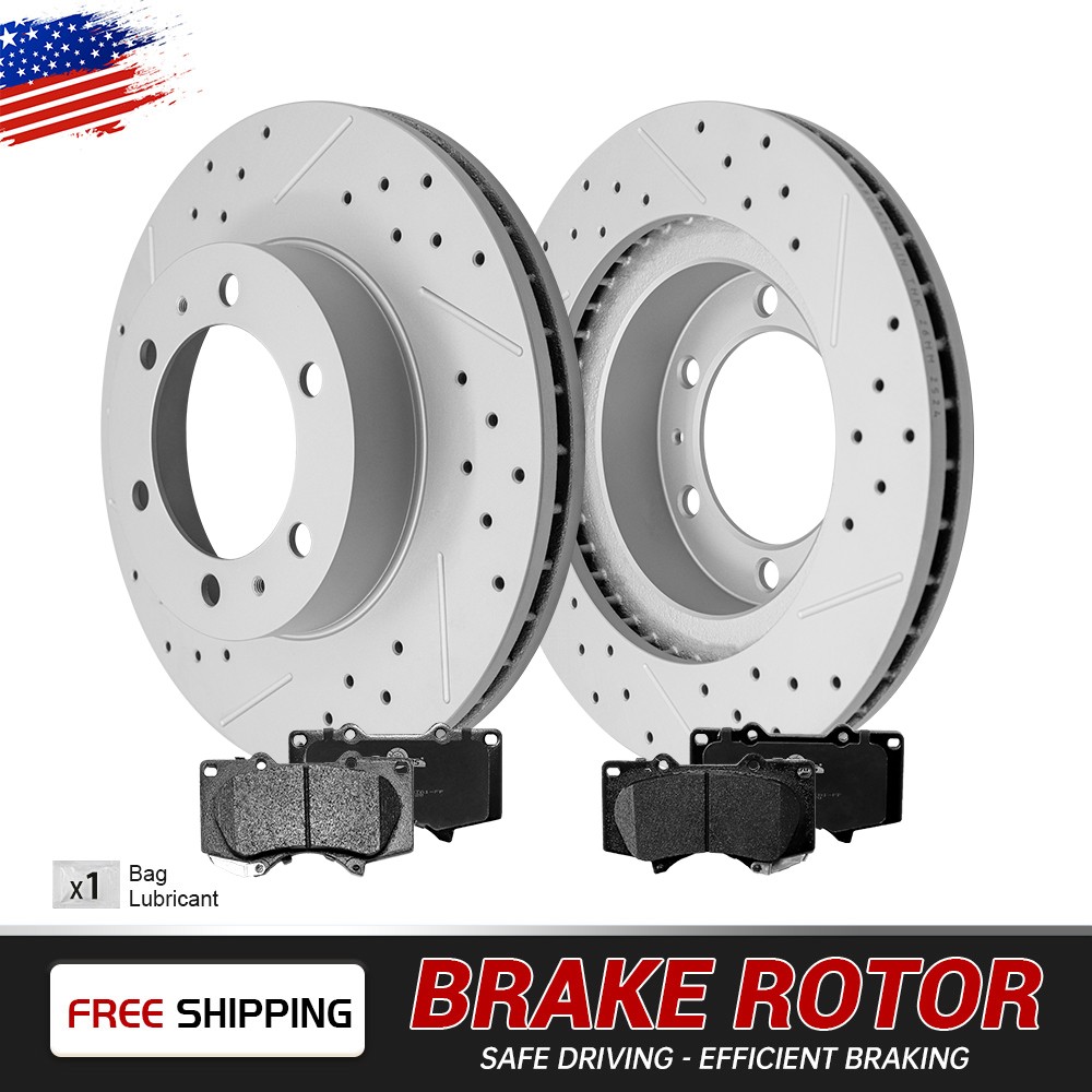 Front Brake Disc Rotors & Ceramic Pads Set for Toyota 4Runner Tacoma FJ Cruiser