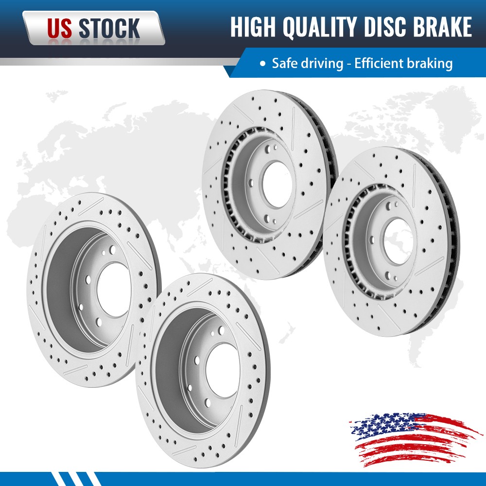 5-Lugs Front Rear Drilled Brake Disc Rotors for Kia Forte Koup Forte5 2010-2013