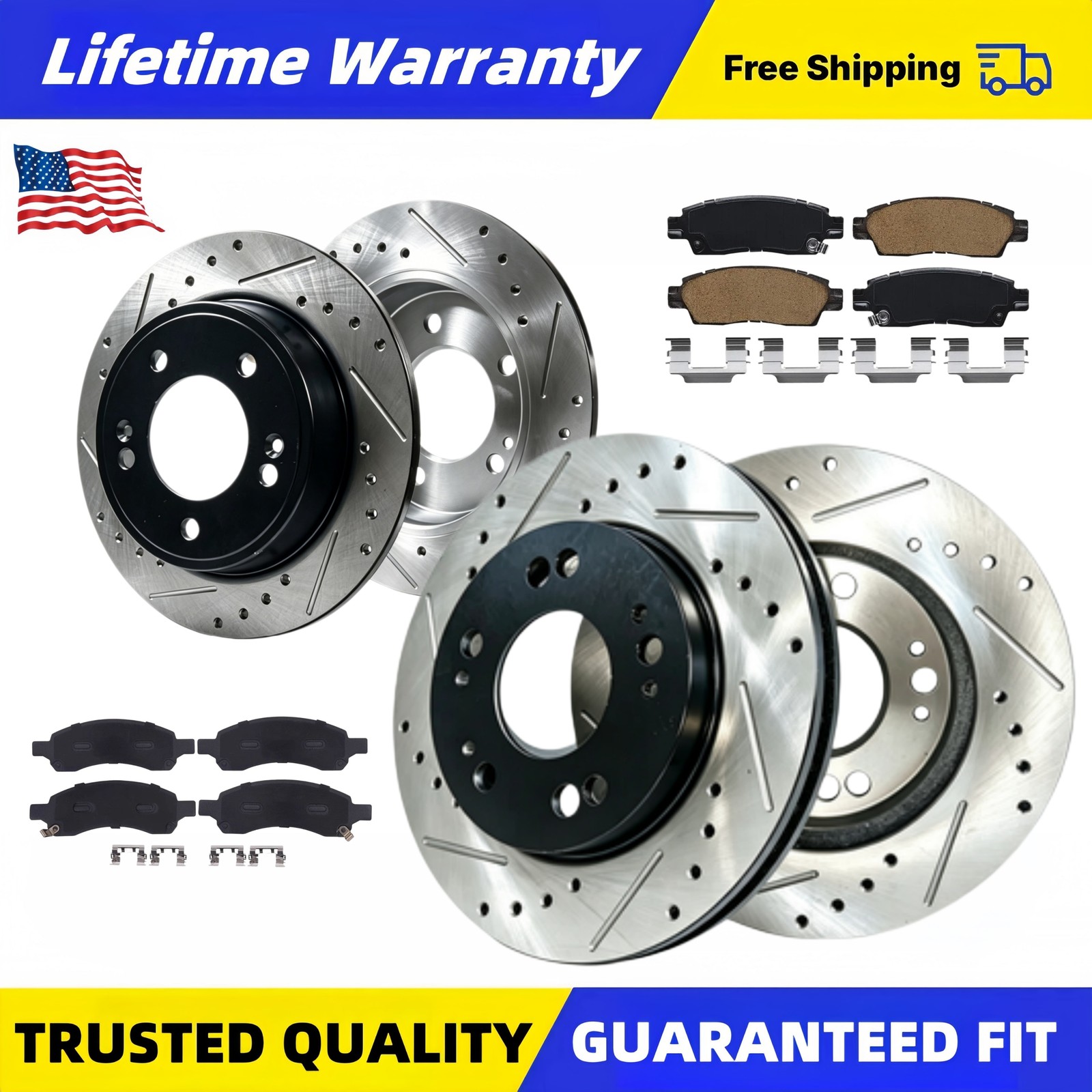 Front Rear Rotor Brake Pad Kit for Buick Enclave 2008 2009 2010 2011 2012 2013