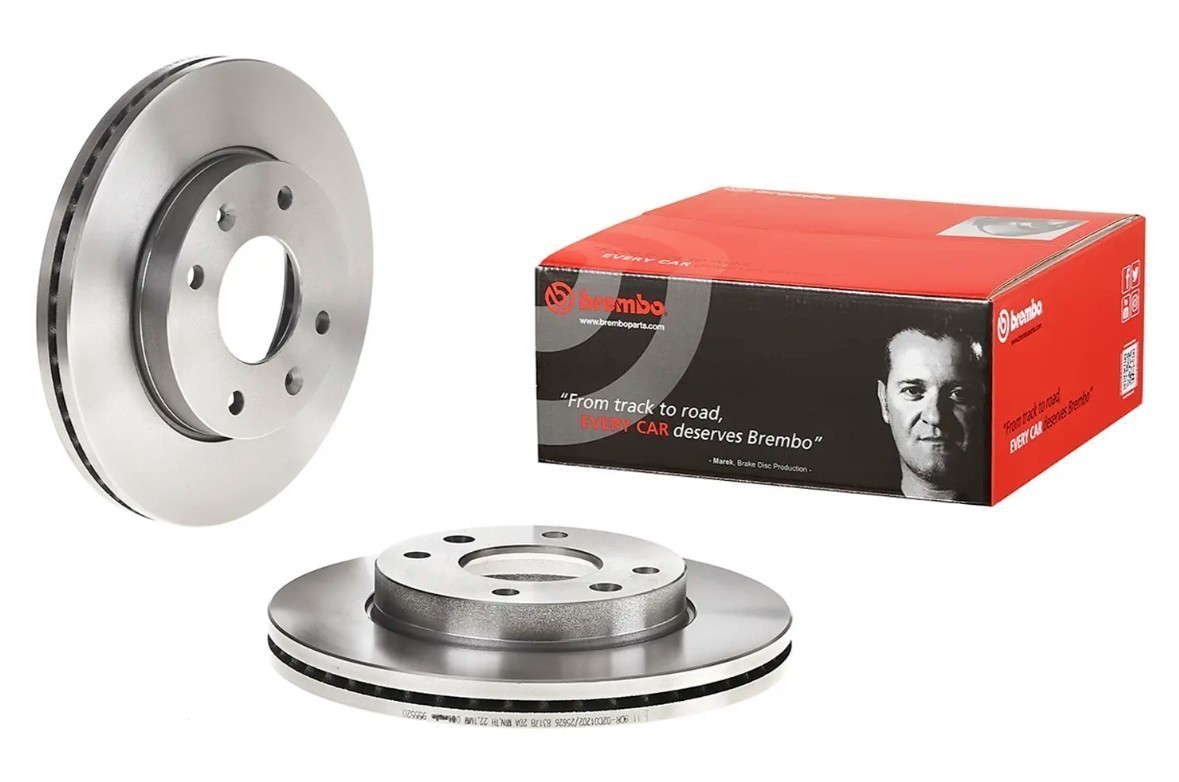 Brembo 09.9555.20 Prime OE Equivalent Vented Brake Rotors – Front Pair