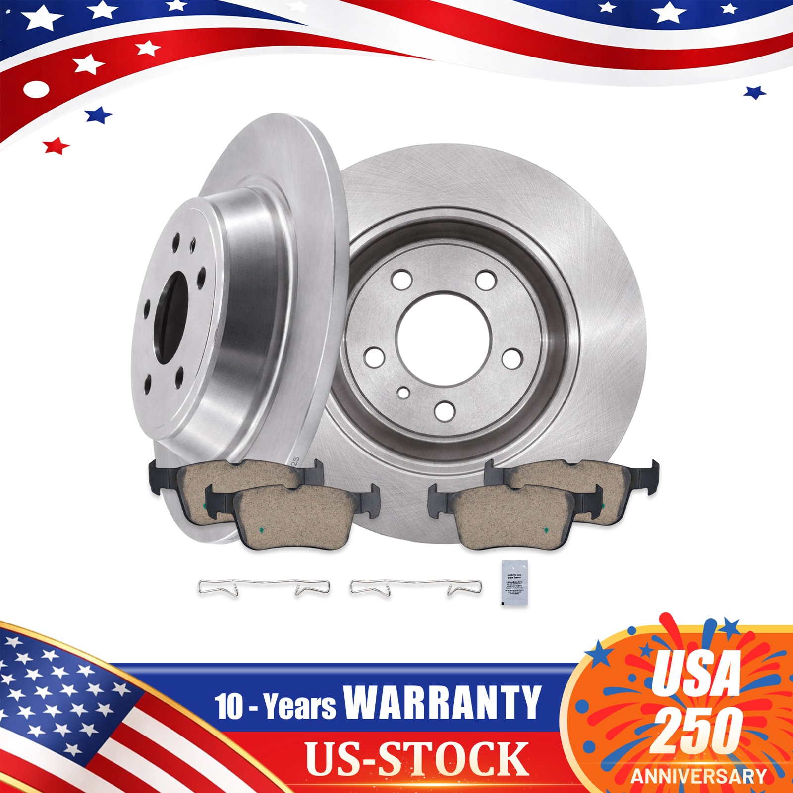 11.89” REAR Rotors Ceramic Pads for 2013 – 2016 Ford Fusion Lincoln MKZ (302mm)