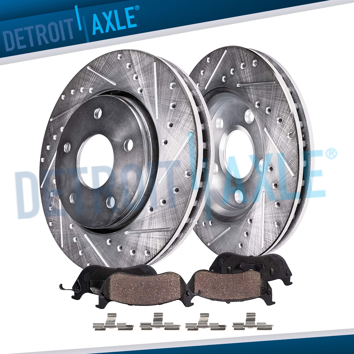 Rear Drilled Rotors Ceramic Brake Pads for Chrysler Aspen Dodge Ram 1500 Durango
