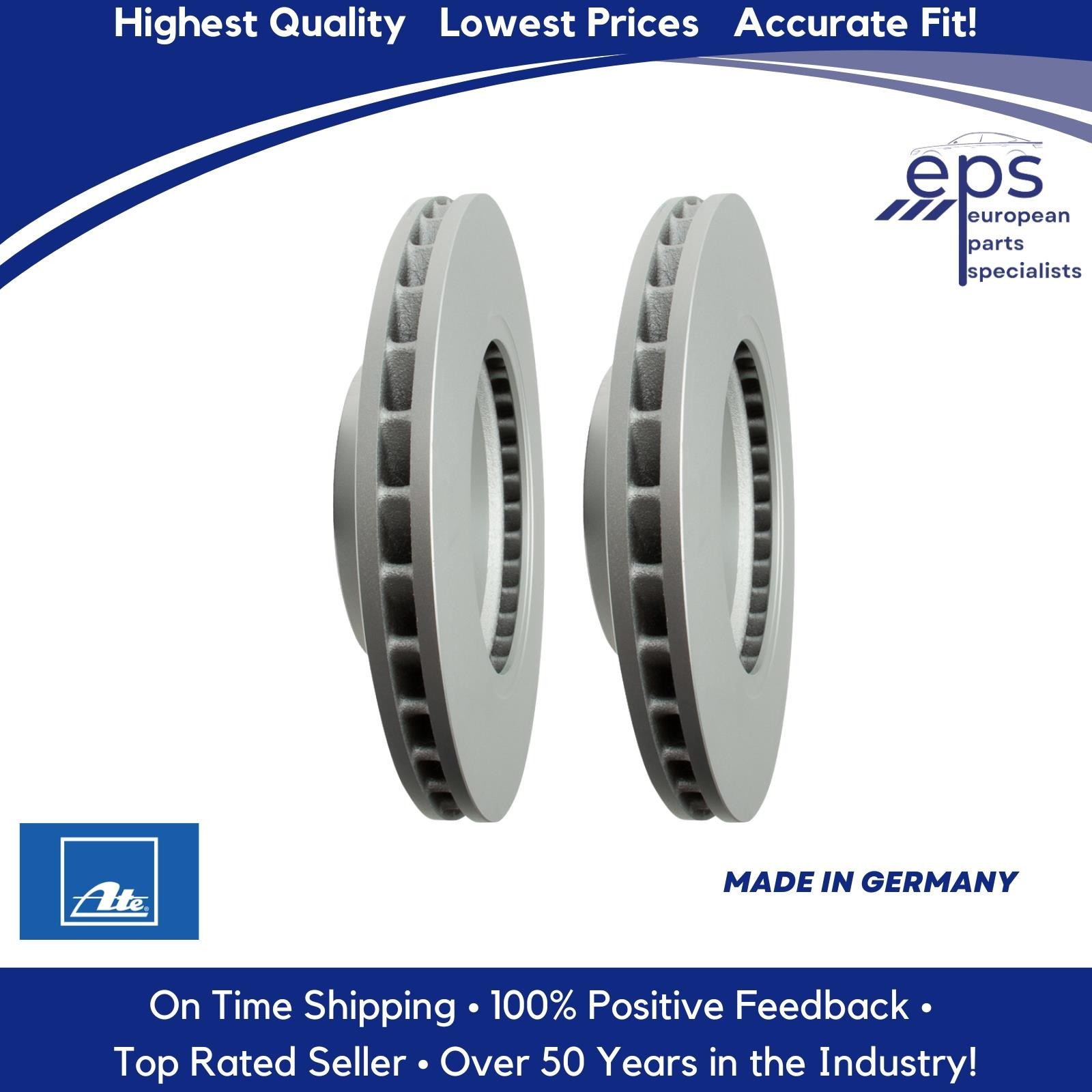 2003-09 E350 E500 Mercedes Front Brake Disc Vented Rotors Ate Made in Germany