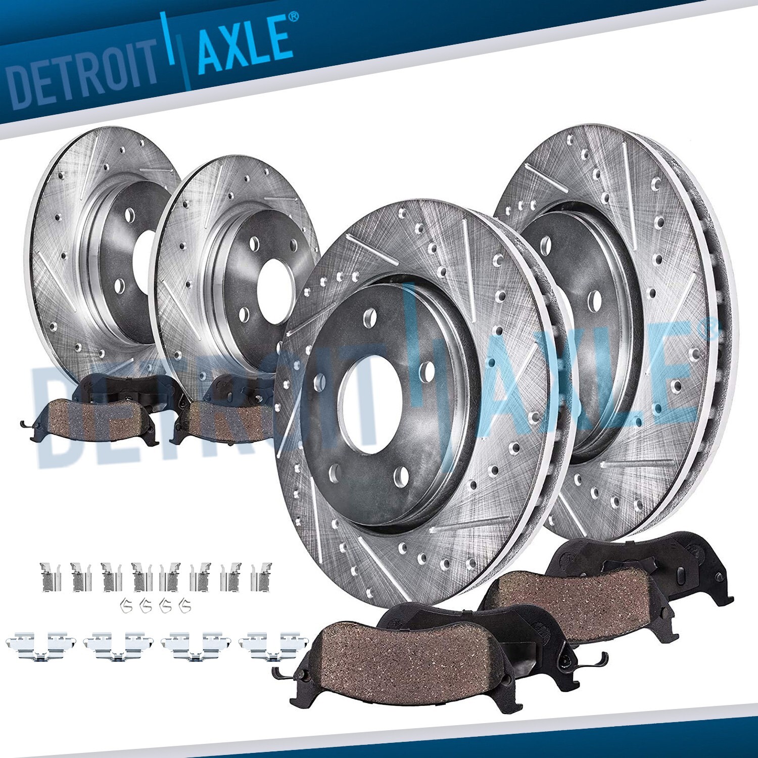 8pc Front Rear Drilled Brake Rotor Ceramic Brake Pad for 2011-2017 Lexus CT200h