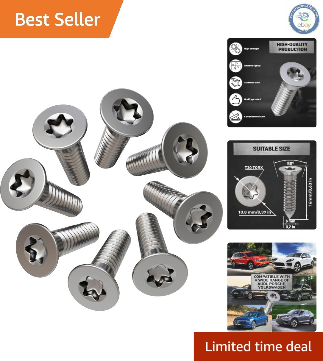 8pcs M6x16 Stainless Steel Brake Rotor Retaining Screws for Audi/VW/Porsche