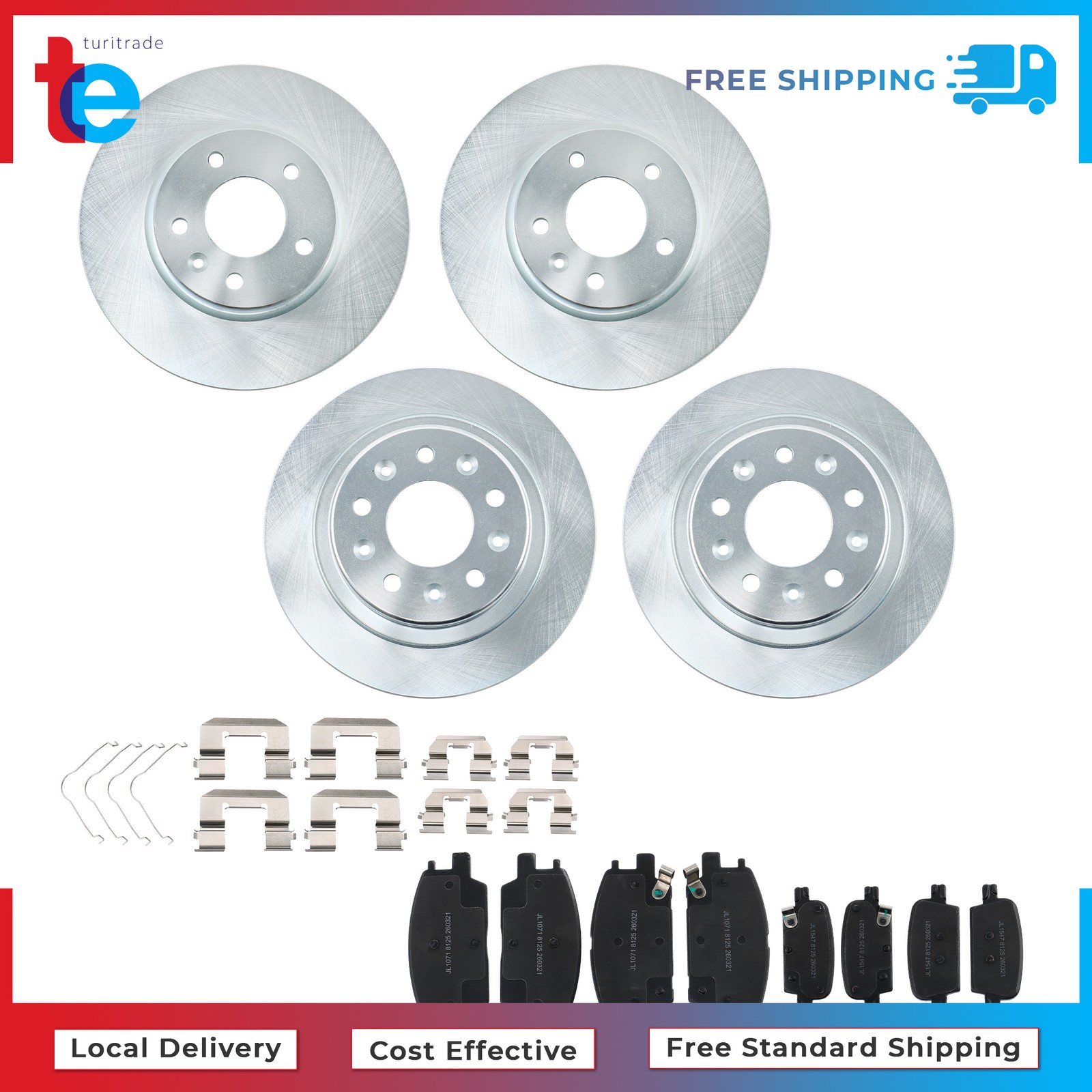 For Chevrolet Malibu 17-20 Front & Rear Disc Brake Rotor & Ceramic Brake Pads