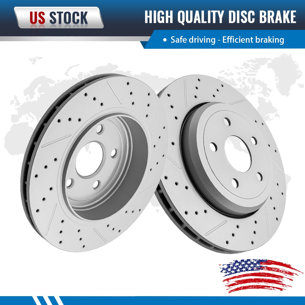 350mm Pair REAR Drilled Disc Brake Rotors for Dodge Durango Jeep Grand Cherokee