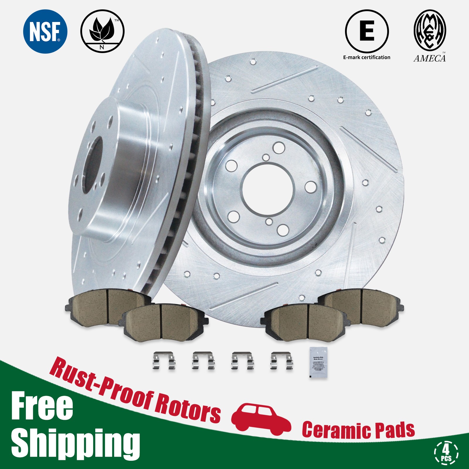 Front Drilled Brake Disc Rotors Ceramic Pads Kit for Subaru Legacy Outback Baja