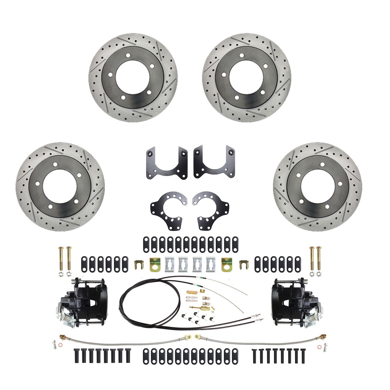87-93 4wd Ford F-Series Truck Front Disc Rotors & Rear 8.8 Disc Brake Kit-Black